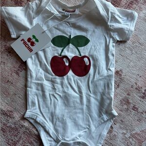Pacha Cherry Print Baby Onesie - White